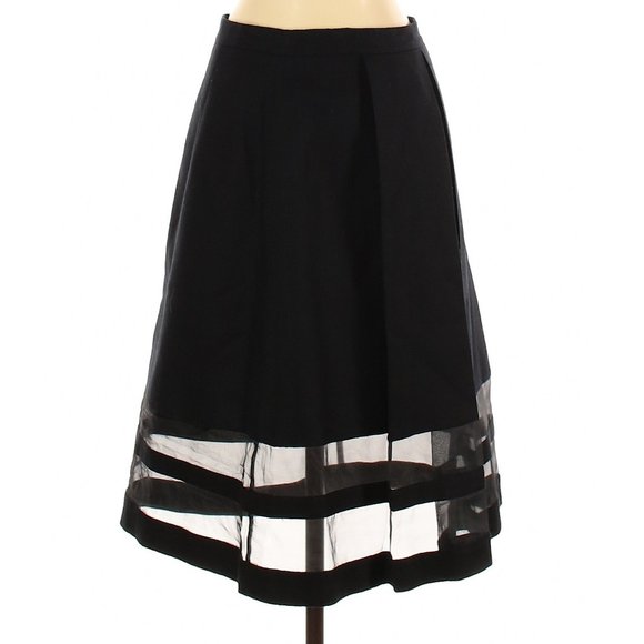 Club Monaco Midi Skirt Pleated Mesh Panel - Picture 3 of 3